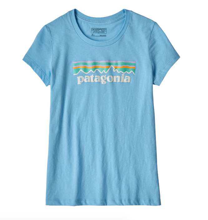 Patagonia Girls' Pastel P-6 Logo Organic Cotton T-Shirt - Break Up Blue