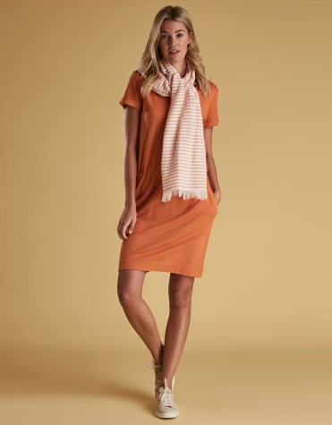 barbour orange dress Barbour Samphire Midi Dress in Orange