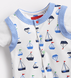 Joules Saylor Jersey Babygrow and T-Shirt Set - Drawn Boats