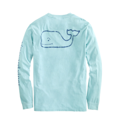 Vineyard Vines Garment-Dyed Vintage Whale Long-Sleeve Pocket T-Shirt - Seacliff Blue