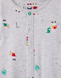 Joules Ziggy Printed Babygrow with Feet - Grey Mouse
