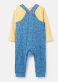 Joules Infant Wilbur Organically Grown Cotton Jersey Dungaree Set Blue Dogs