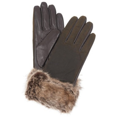 Barbour Ambush Wax Leather Gloves - Olive/Brown