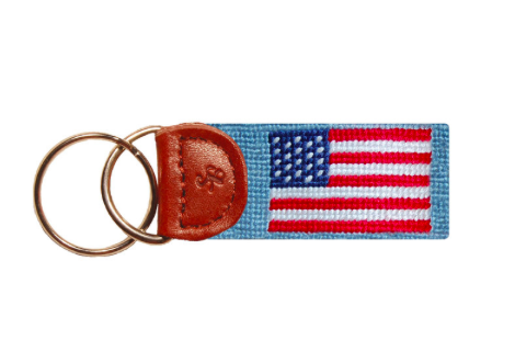 Smathers and Branson American (Antique Blue) Flag Needlepoint Key Fob