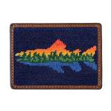 Smathers & Branson Lake Trout Needlepoint Card Wallet - Dark Navy