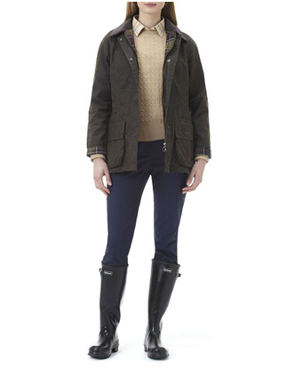 Barbour Beadnell Jacket in Classic Olive Rustic Brown and Black