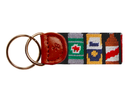 Smathers and Branson Beer Cans Needlepoint Key Fob