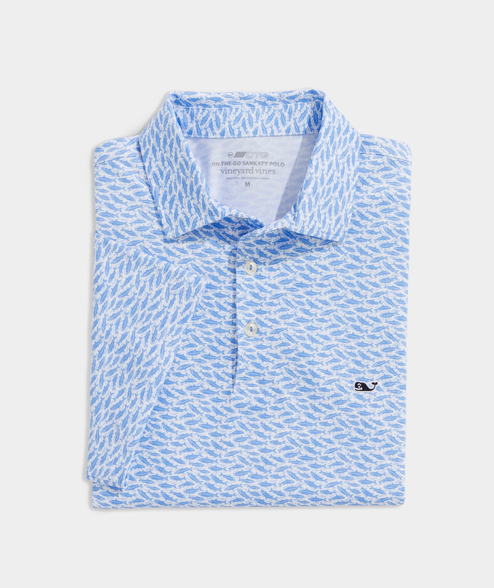 Vineyard Vines Men's Printed Sankaty Polo Bluff Fish Micro White Cap