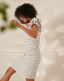 Joules Riviera Print Printed Jersey Short Sleeve Dress - Cream Botanical