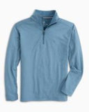 Southern Tide Boy's Backbarrier Heather Performance Quarter Zip Pullover - Heather Blue Whale