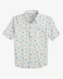 Southern Tide Boys Guy with Allure Intercoastal Short Sleeve Button Down - Heather Light Grey