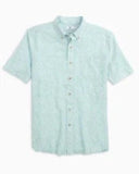 Southern Tide Men's Coral Life Printed Short Sleeve Button Down - Classic White
