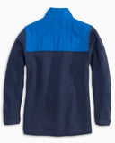 Southern Tide Youth Heathered Sweater Fleece Quarter Zip - True Navy