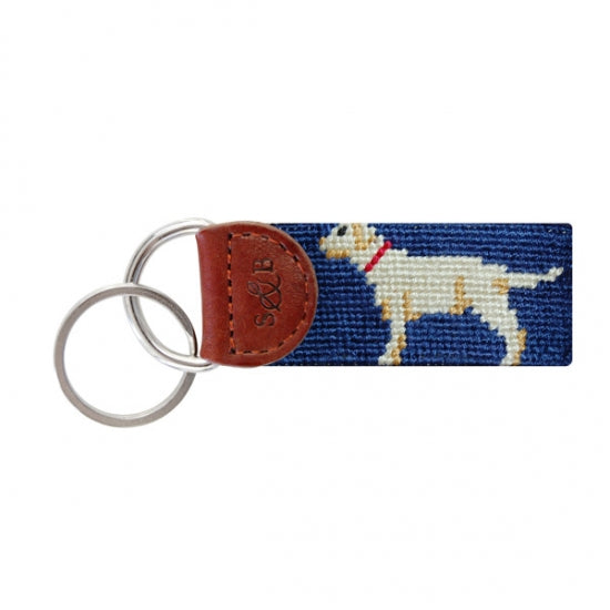 Smathers and Branson Yellow Lab Needlepoint Key Fob - Classic Navy