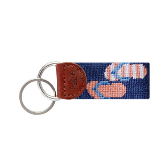 Smathers and Branson Flip Flops Needlepoint Key Fob - Classic Navy