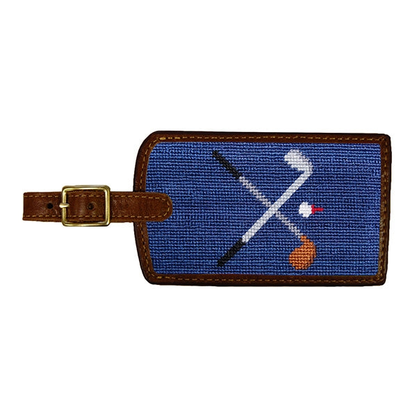 Smathers & Branson Crossed Clubs Needlepoint Luggage Tag - Classic Navy