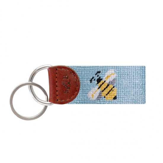 Smathers and Branson Bee Needlepoint Key Fob - Light Blue