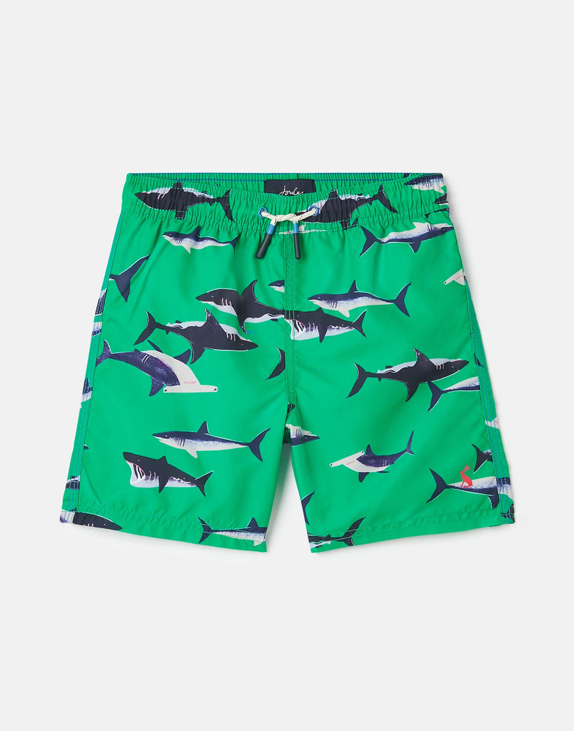 Joules Boy's Ocean Swim Shorts - Green Sharks