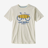 Patagonia Boys' Graphic Organic Cotton T-Shirt - Live Simply Amphibious Bike: White Wash