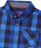 Joules Boy's Lachlan Navy Buffalo Check Button-Up Shirt