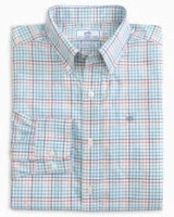 Southern Tide Men's Morada Plaid Intercoastal Performance Sport Shirt - Classic White