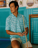 Southern Tide Men's Palmy Stripe Short Sleeve Button Down Shirt - Tidal Wave