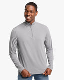 Southern Tide Men's Cruiser Heather Micro Striped Performance Quarter Zip Pullover - Heather Polarized Grey