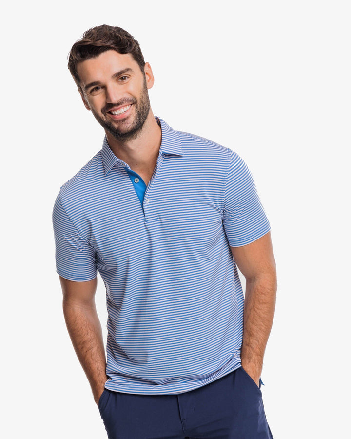 Southern Tide Men's brrr°®-eeze Shores Striped Performance Polo Shirt - Rose Blush