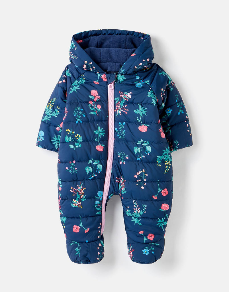 Joules Snuggle Padded Pramsuit - Blue Floral