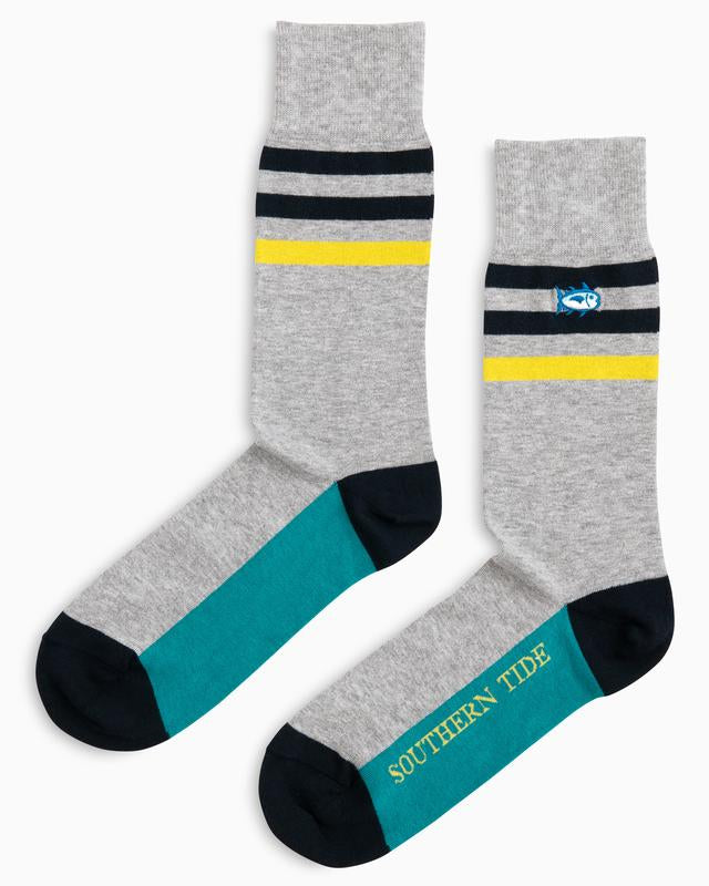 Southern Tide Men's University Stripe Socks - Heather Grey
