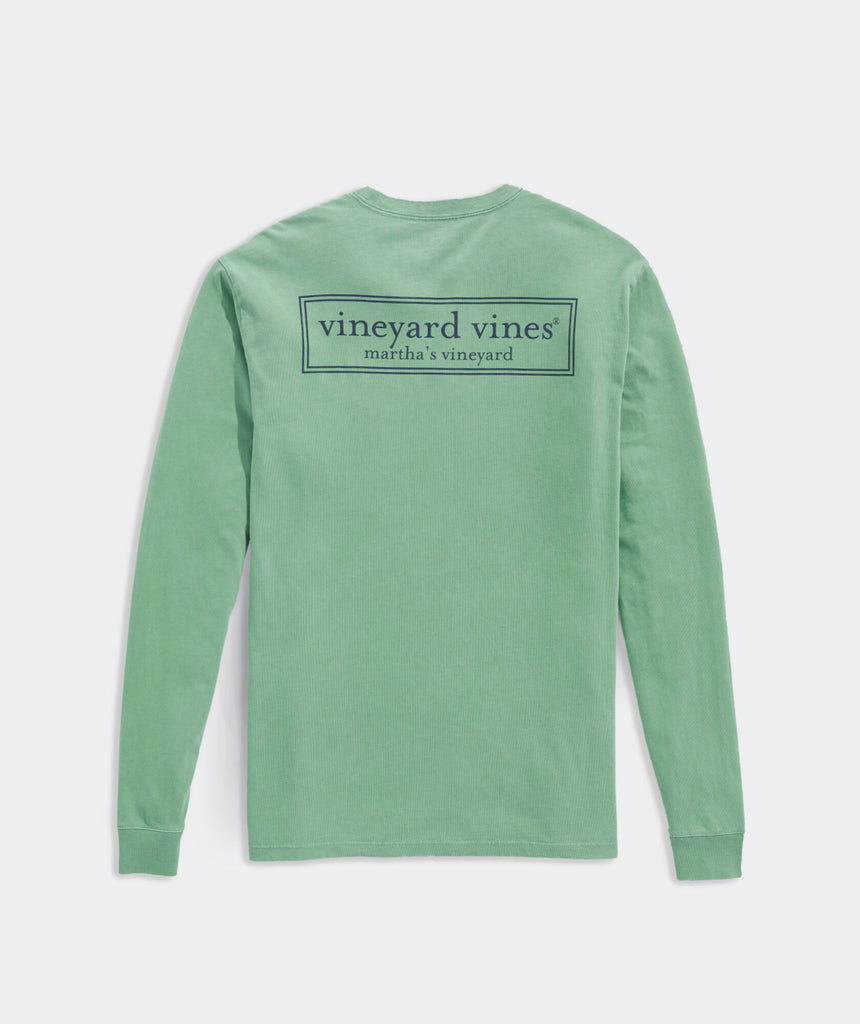 Vineyard Vines Men's Garment-Dyed Logo Box Long-Sleeve Pocket Tee - Starboard Green