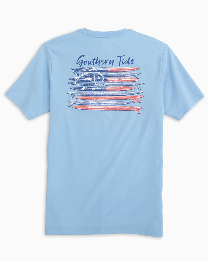 Southern Tide Women's Surfboard Flag T-Shirt - Sky Blue