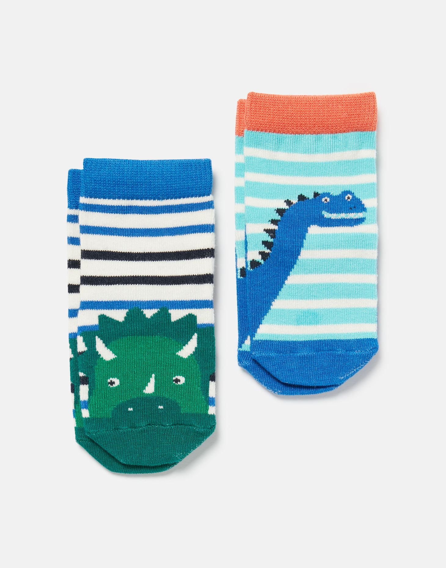 Joules Infant Neat Feet Two Pack Bamboo Socks - Dino Stripe