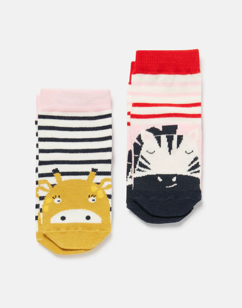 Joules Infant Neat Feet Two Pack Bamboo Socks - Zebra Giraffe
