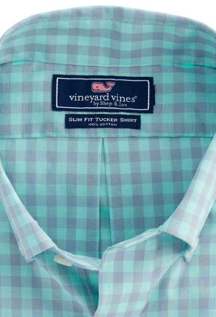Vineyard Vines West Cay Gingham Slim Tucker Shirt Marina